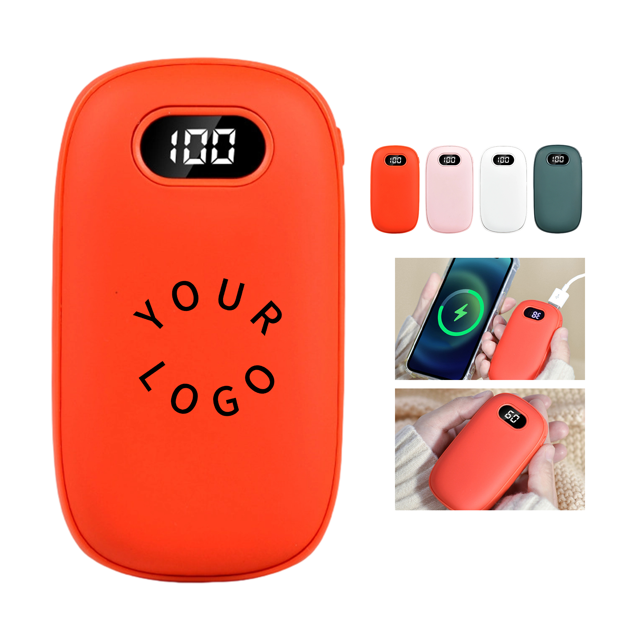 Rechargeable Hand Warmer Power Bank Six Thousand Milliamp Hour 2" x 3.66" 1