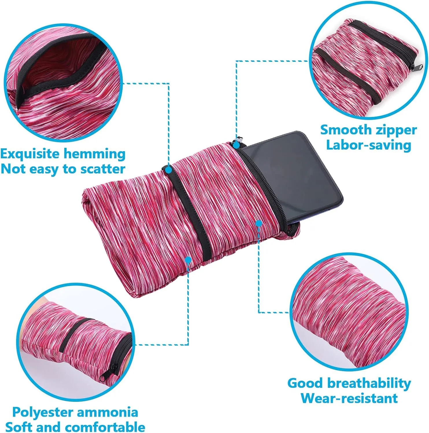 Breathable Wrist Wallet with Zipper 10