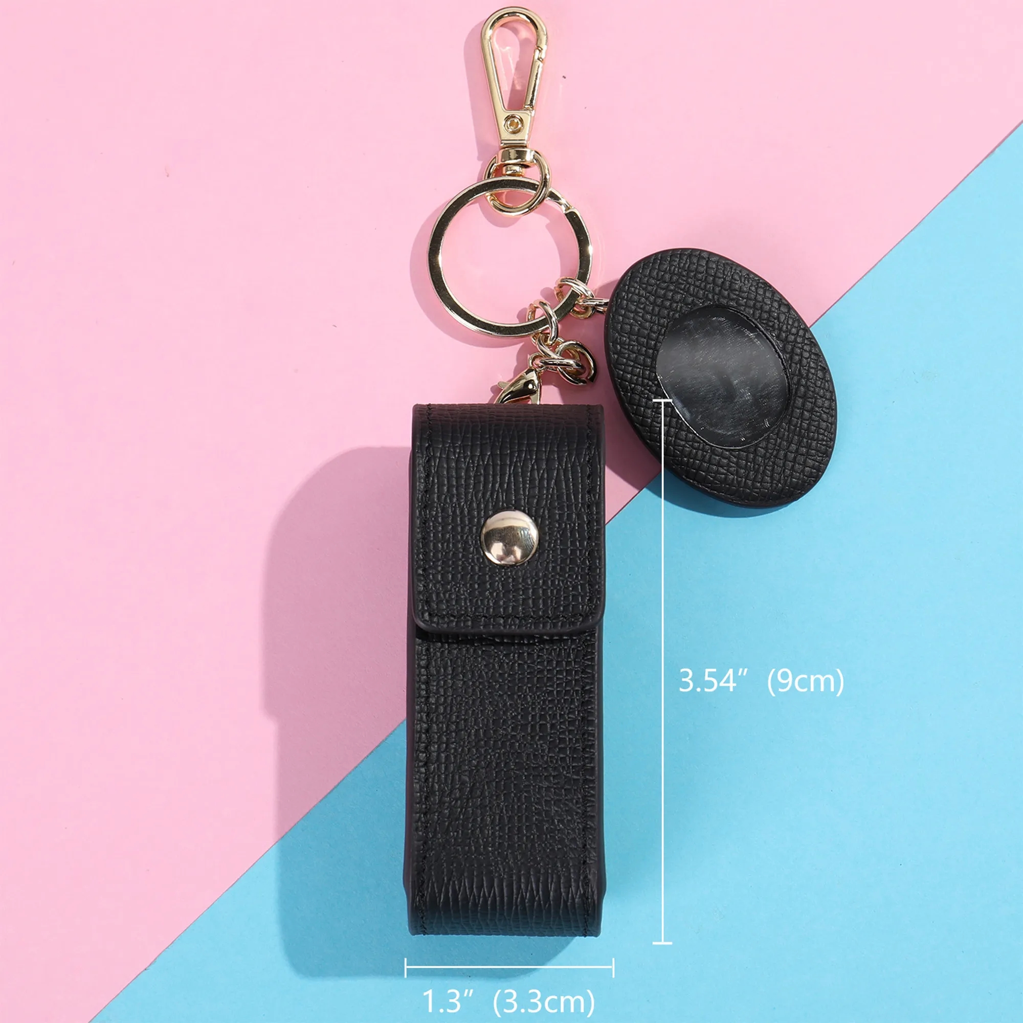 Leather Lipstick Perfume Keychain Organizer With Mirror 2