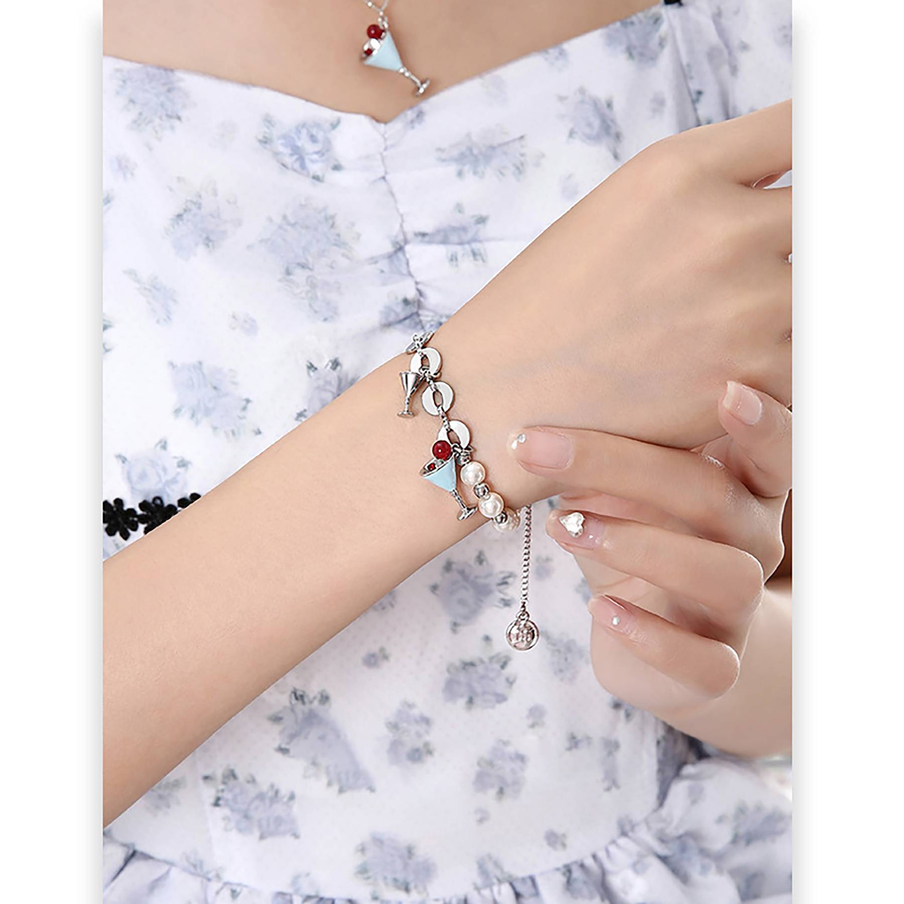 Wine Goblet Pearl Bracelet 7
