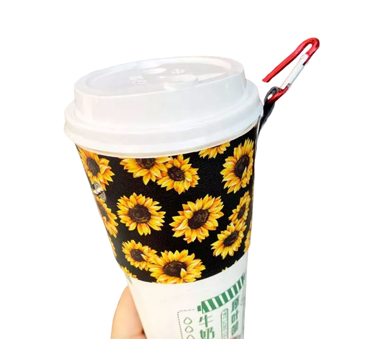 PU Leather Beverage Holder with Carabiner and Button 9