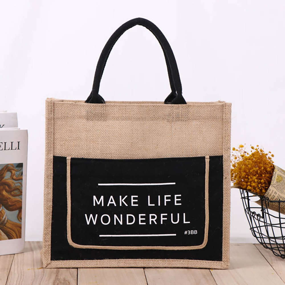 Jute Burlap Tote Bags, custom tote bag with logo imprint 4