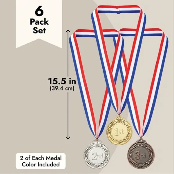 6-Pack Award Medals with 15.5-Inch Ribbons 3
