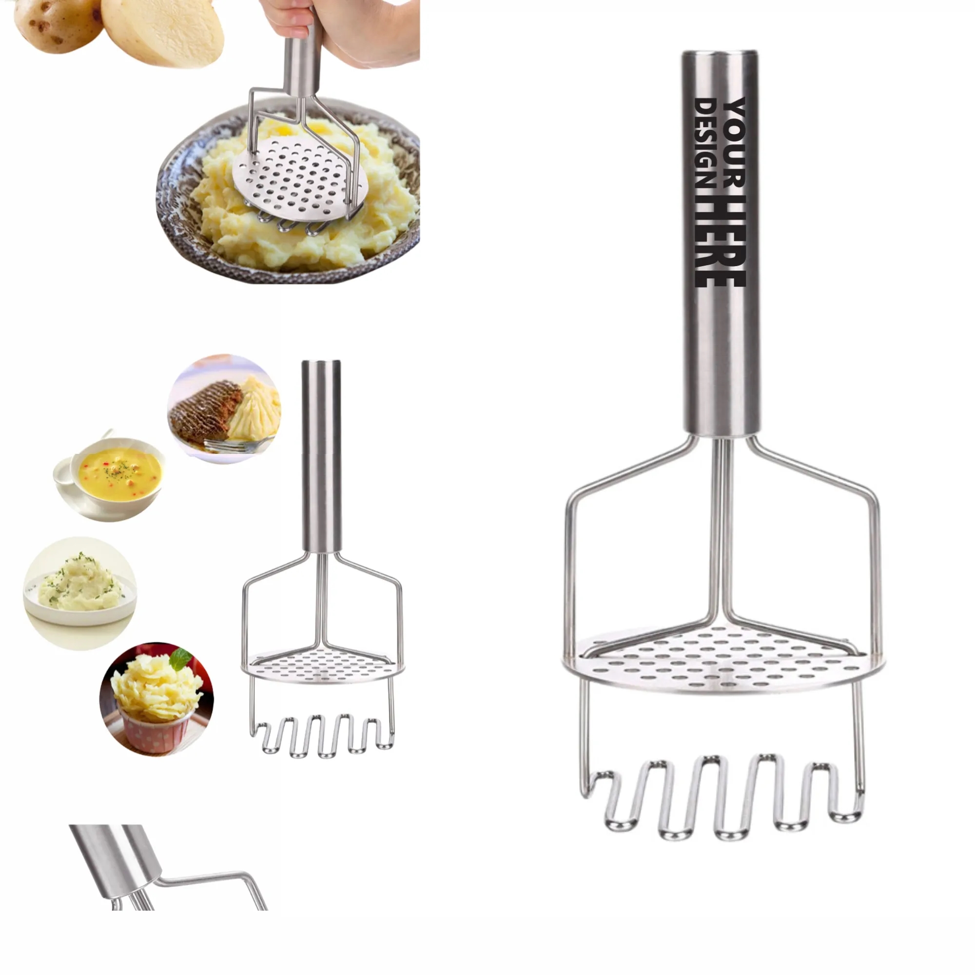 Double-Layer Stainless Steel Manual Potato Masher & Salad To