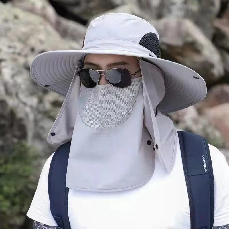 Unisex Outdoor Sun Hat with Face Cover and Neck Flap 1