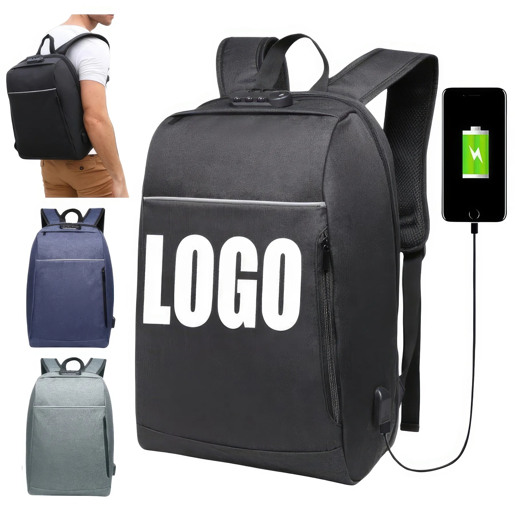 Business School Travel Laptop Backpack with USB Port 2
