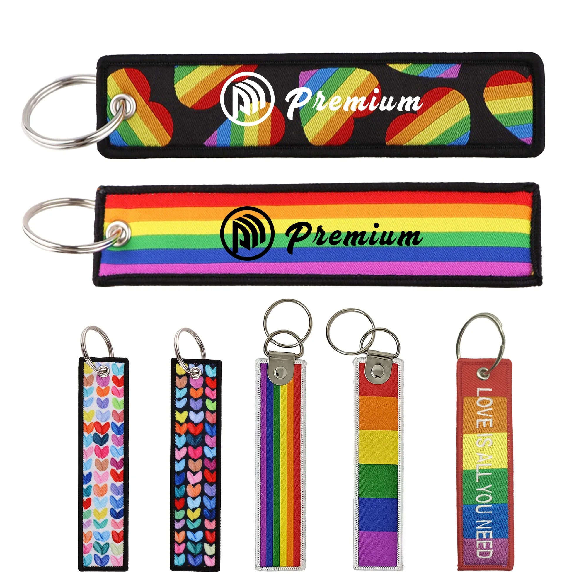 Rainbow Motorcycle Embroidery Keytag