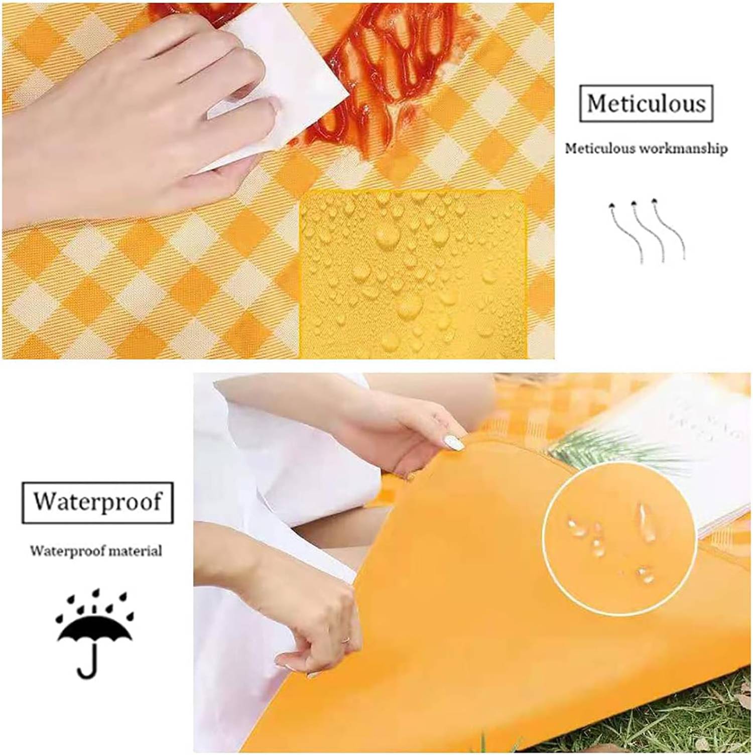 Foldable Waterproof Oxford Picnic Blanket w/ Carry Handle 6