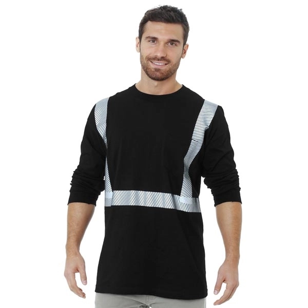 Hi-Vis 100% Cotton Pocket L/S Crew Tee 5