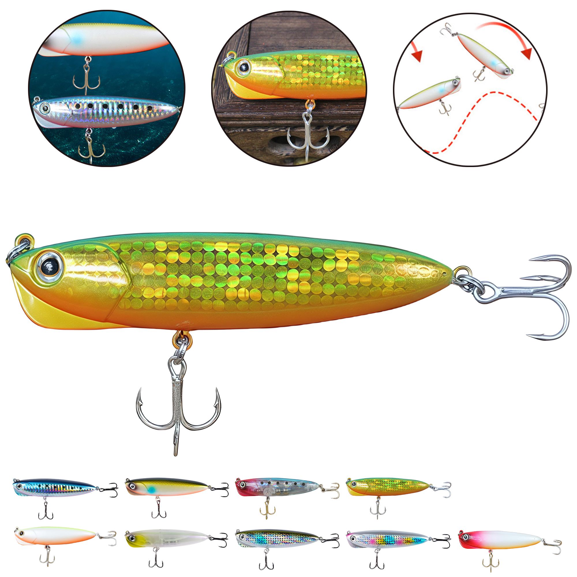 3.54" 0.63oz Sinking Pencil Lure for Bass Pike Saltwater Fishing 2