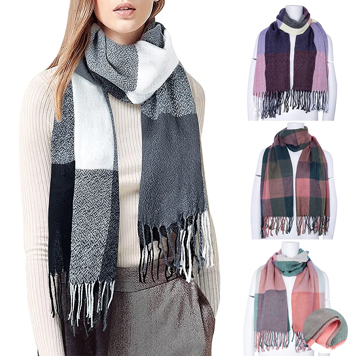 Fashion Long Plaid Shawls Wraps 1