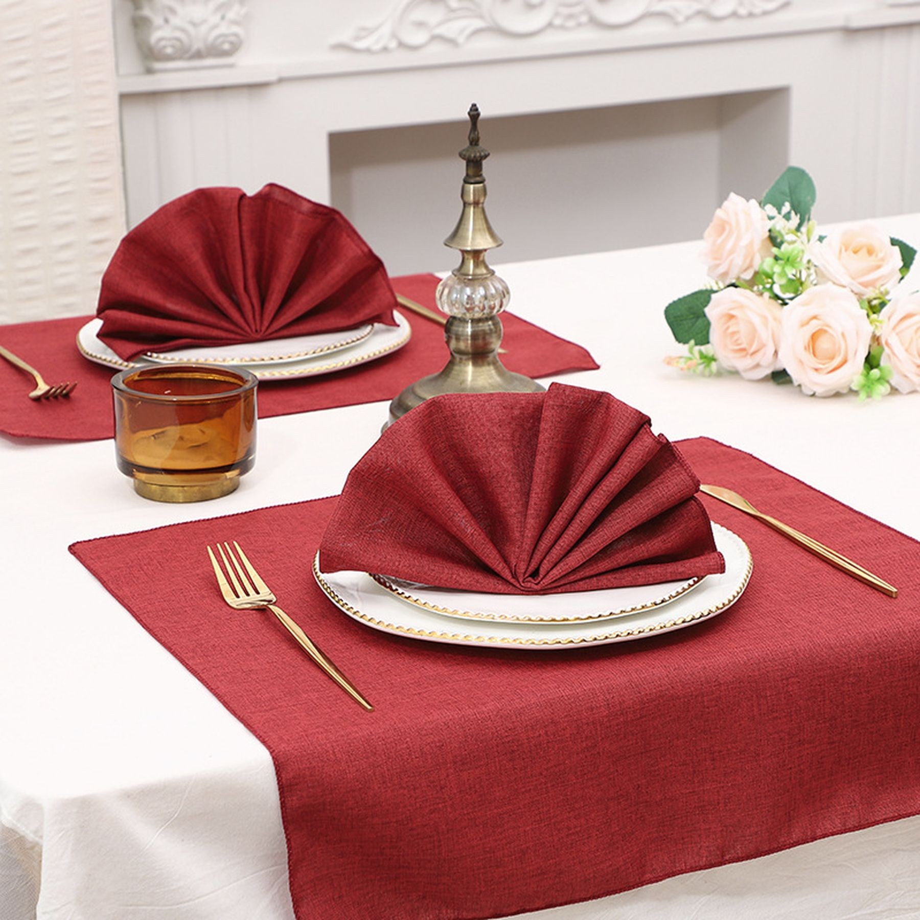 Polyester Dinner Napkins With Hemmed Edges 8