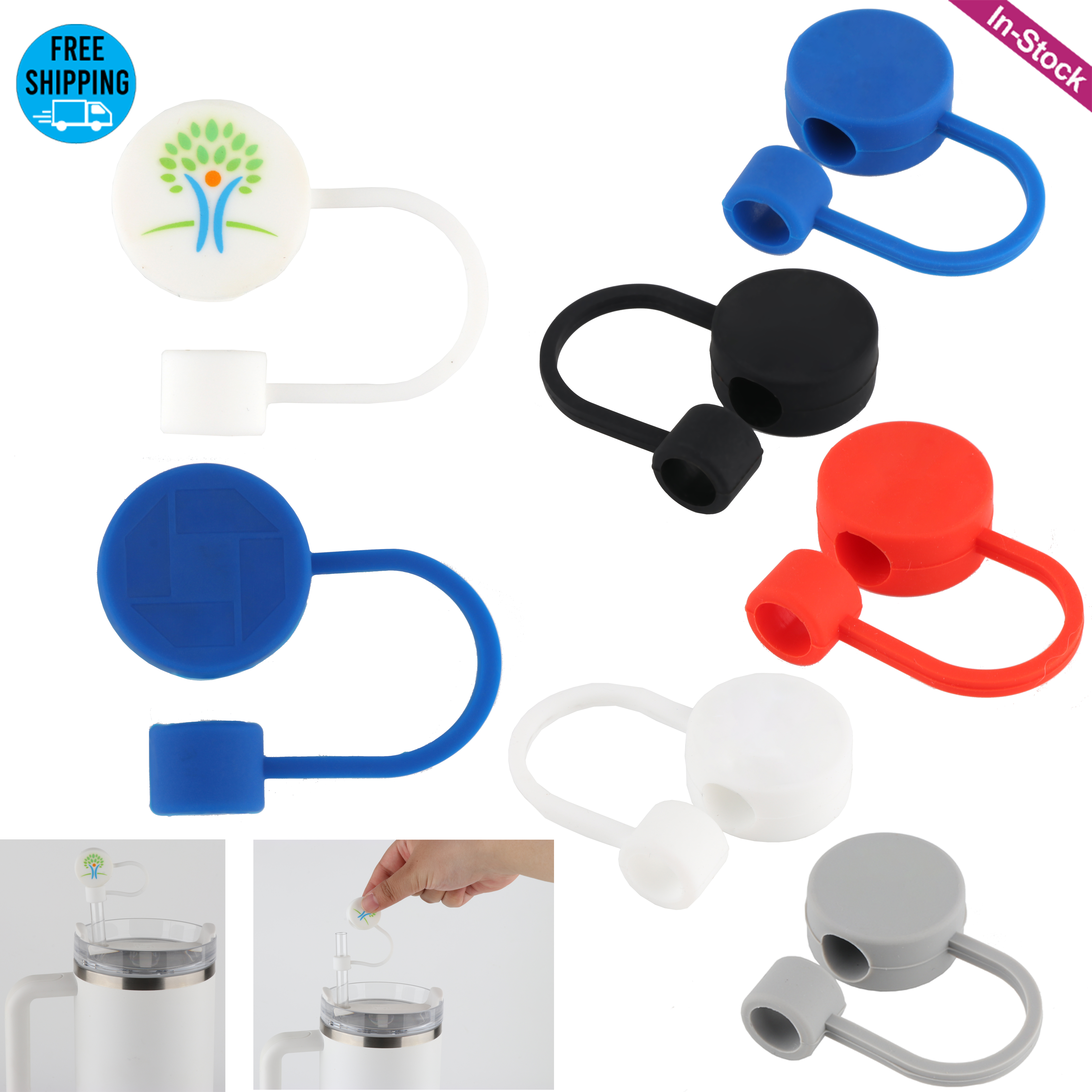 Round Silicone Straw Topper 8