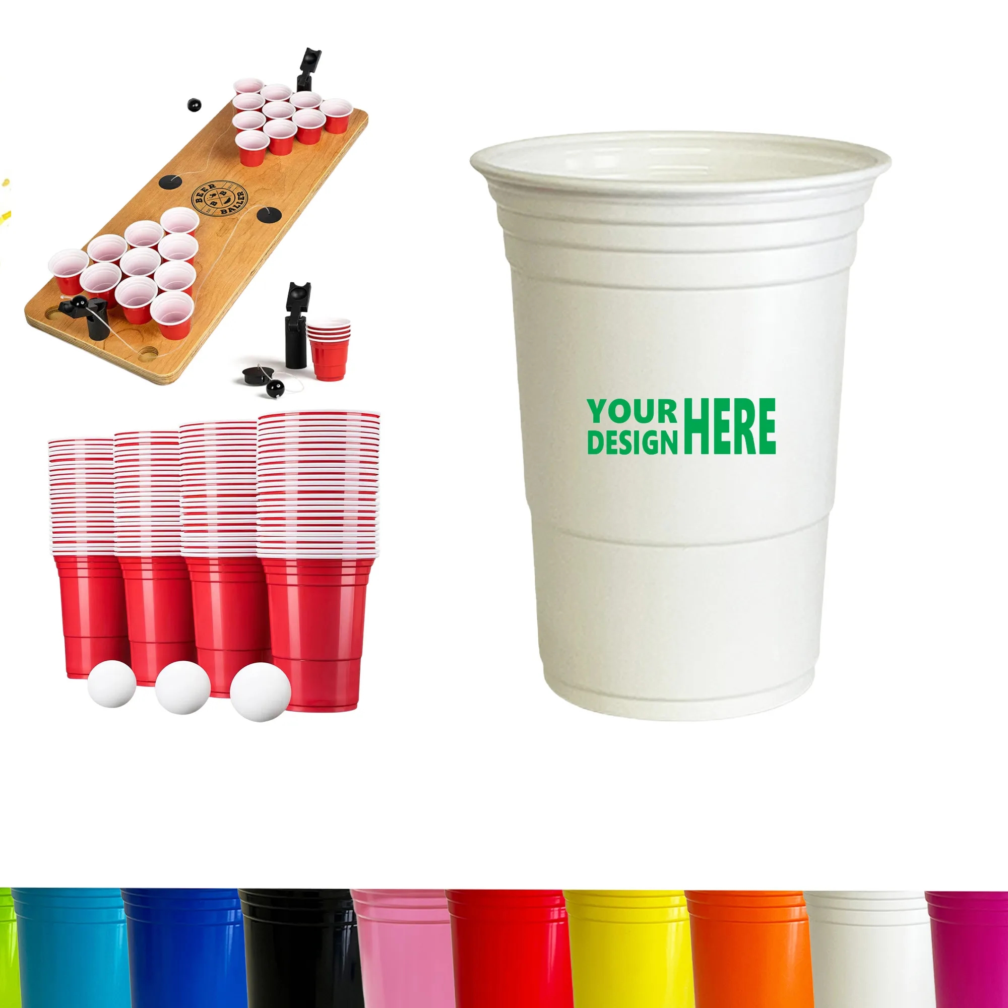 Custom Logo 16oz Disposable Plastic Beer Pong Red Party Cups 1