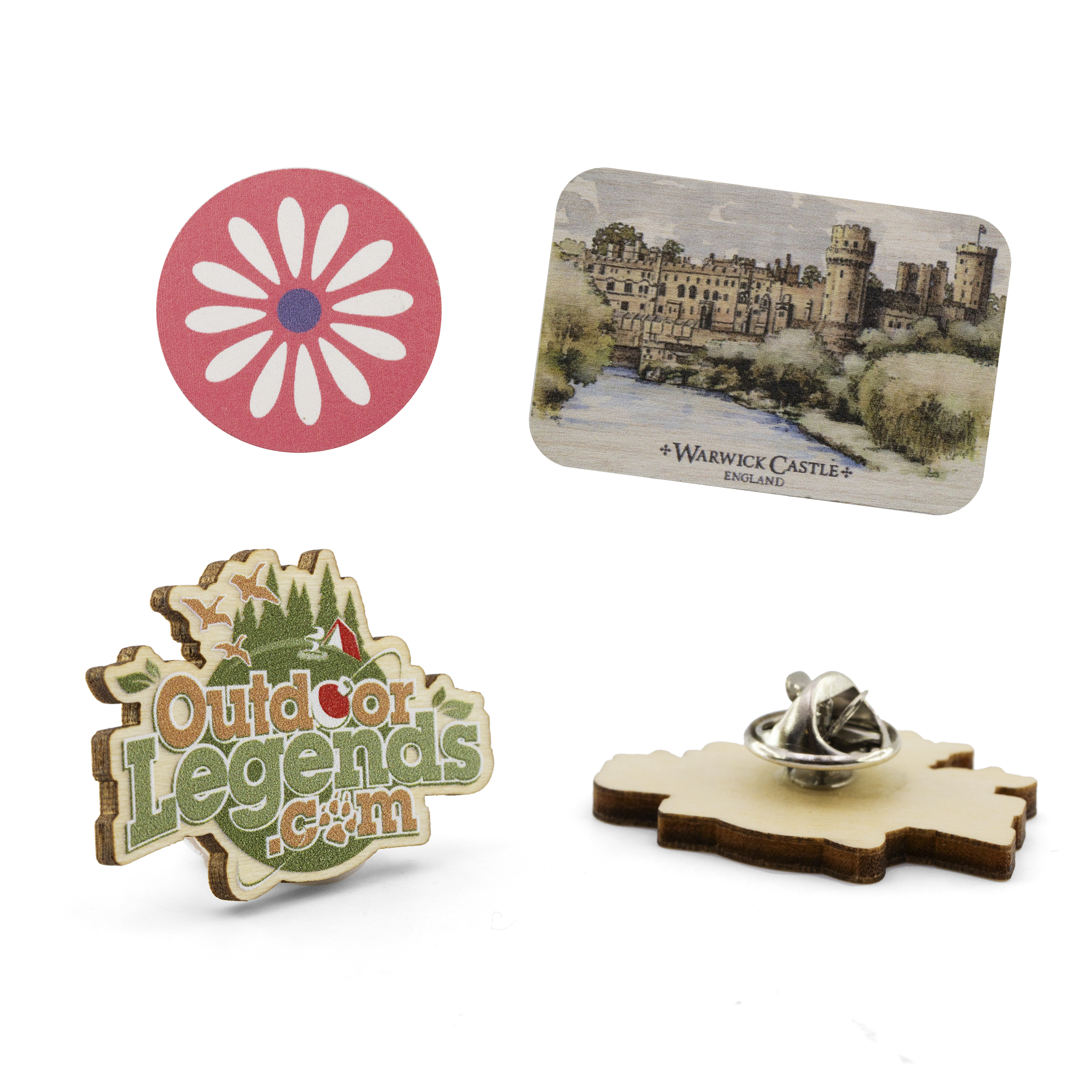 Wood Lapel Pins Full Color (1”)