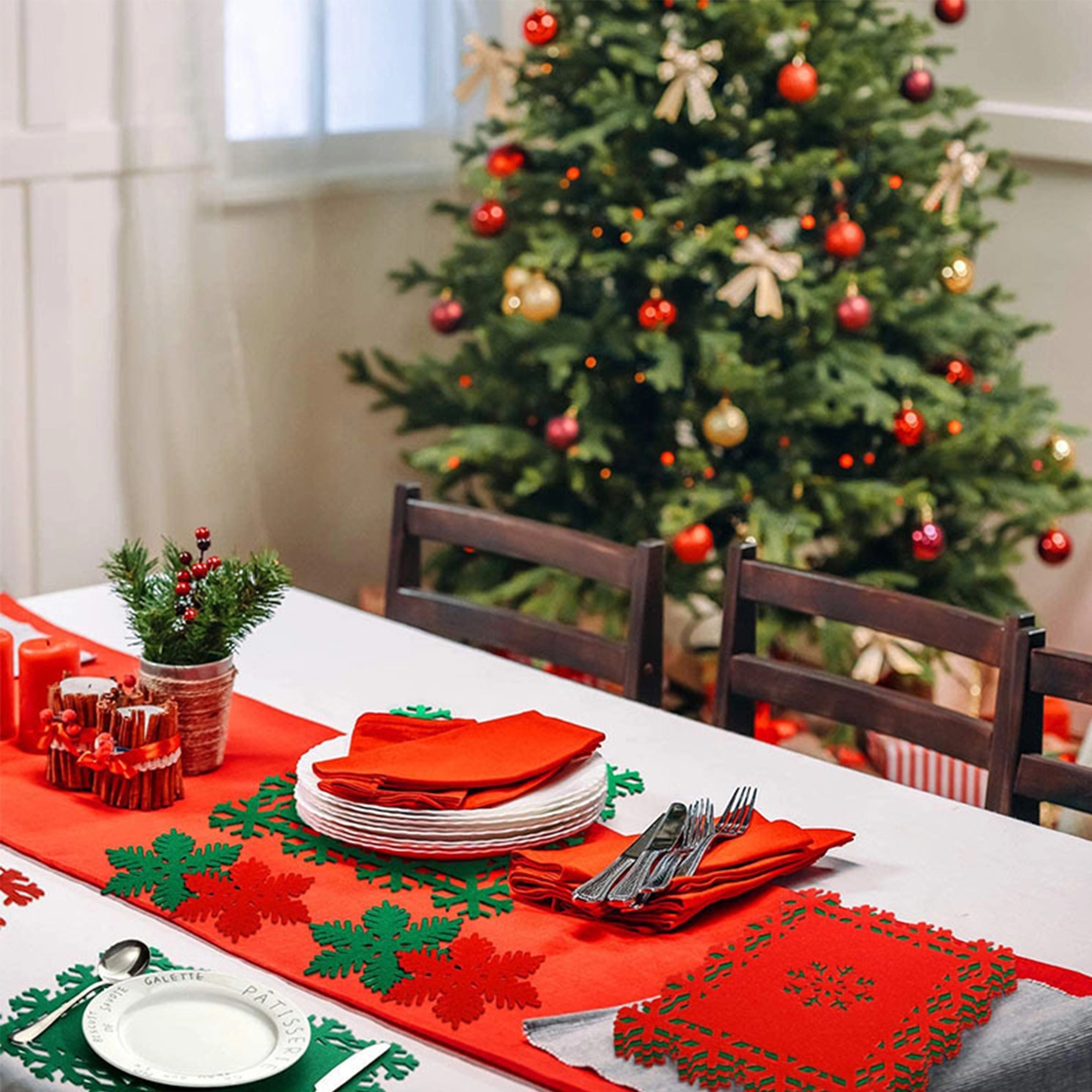 Christmas Felt Guest Mat Coaster Set 3