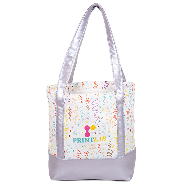 Small Wide Bottom Full Wrap Bottom Reinforcement Tote (11"H x 14"W x 5"D)