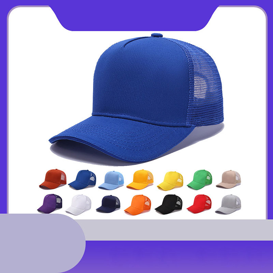 Stock Solid Color Cotton 5-Panel Trucker Cap 14