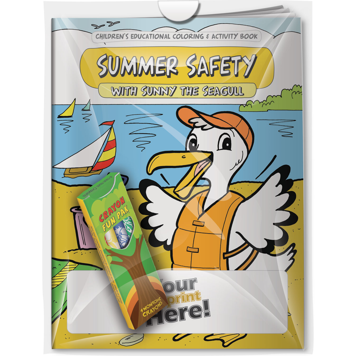 Combo Pack - CB1020 Coloring Book & 4-Pack of Crayons (Imprinted) in a Poly Bag 2