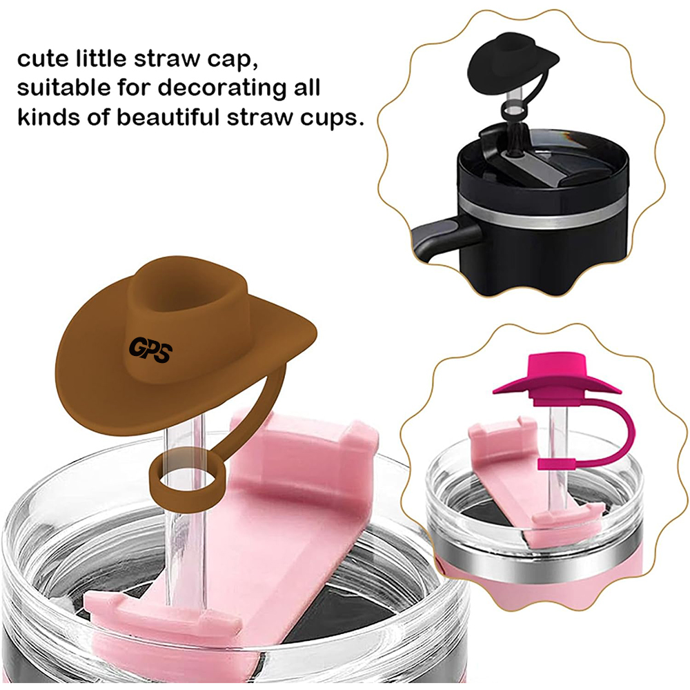 Cowboy Hat Shaped Silicone Straw Dust-Proof Cover 3