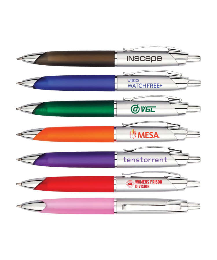 Union Printed - Color Wave Click Ballpoint Pen with 1-Color Logo 1