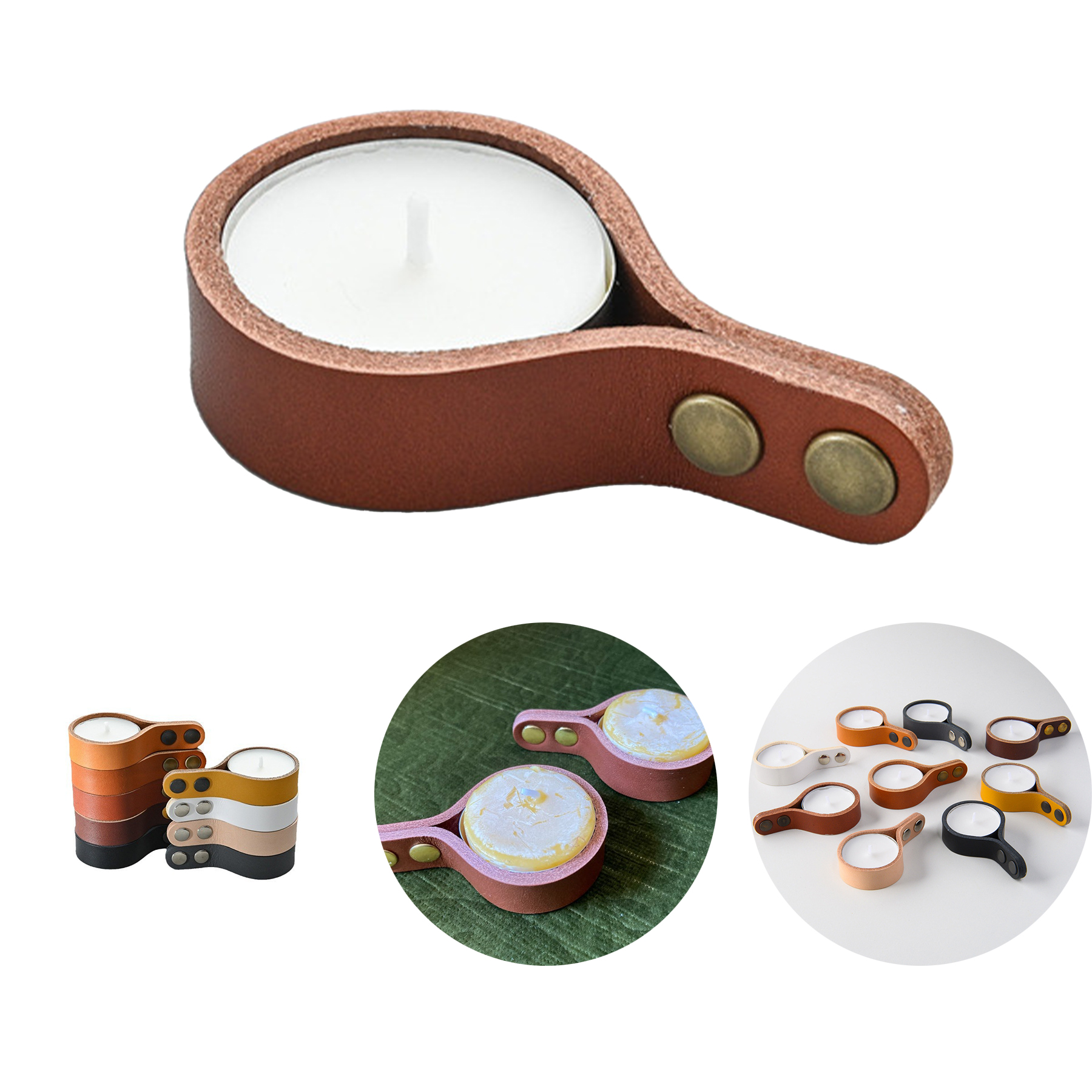 Leather tealight candle holder 2