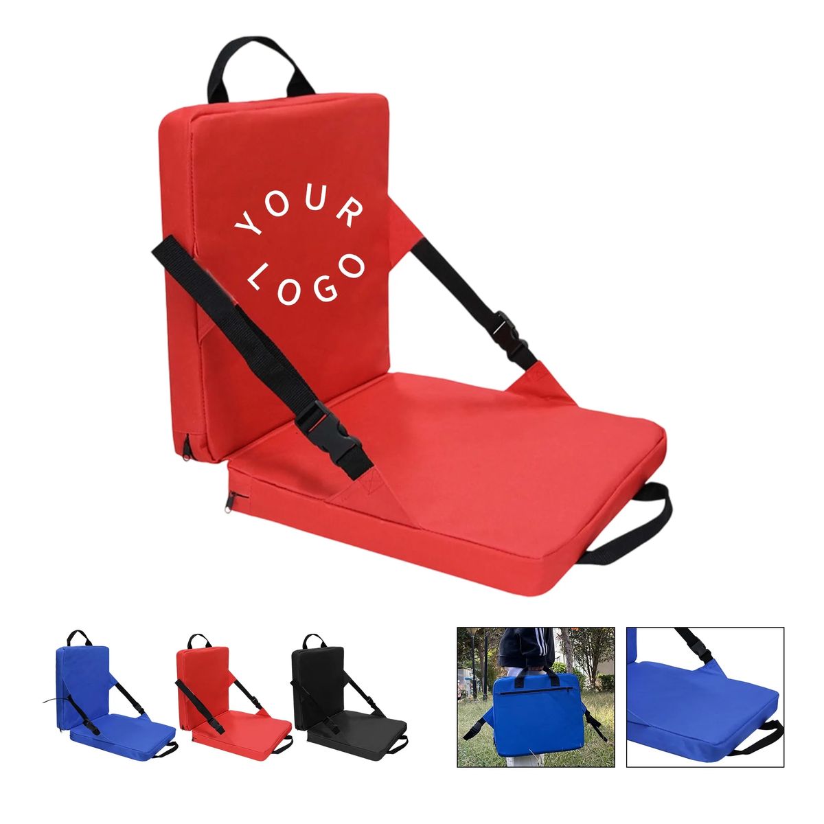 Foam Stadium Seat Pad with Buckle and Handle 4