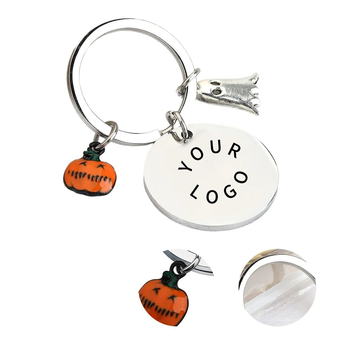 Halloween Pumpkin and Ghost Charm Keychain 1