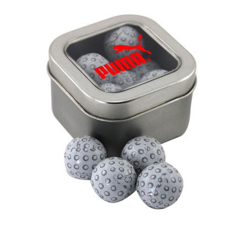 Window Tin with Chocolate Golf Balls 1