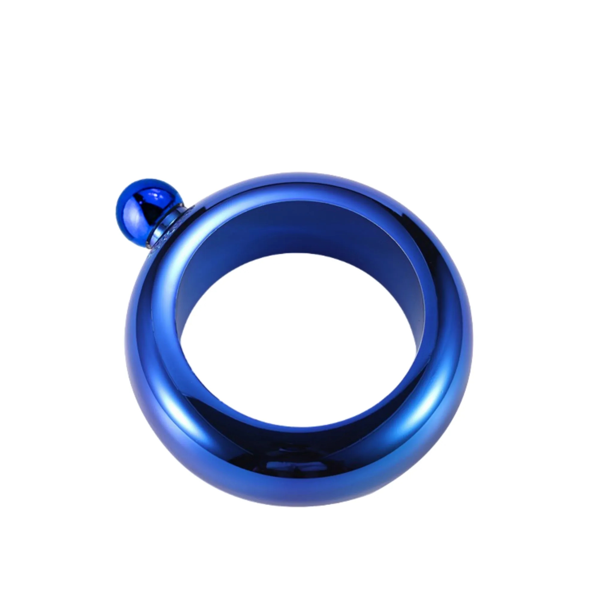 3.5oz 304 Stainless Steel Ring Shaped Hip Flask, custom water bottle with logo imprint 8