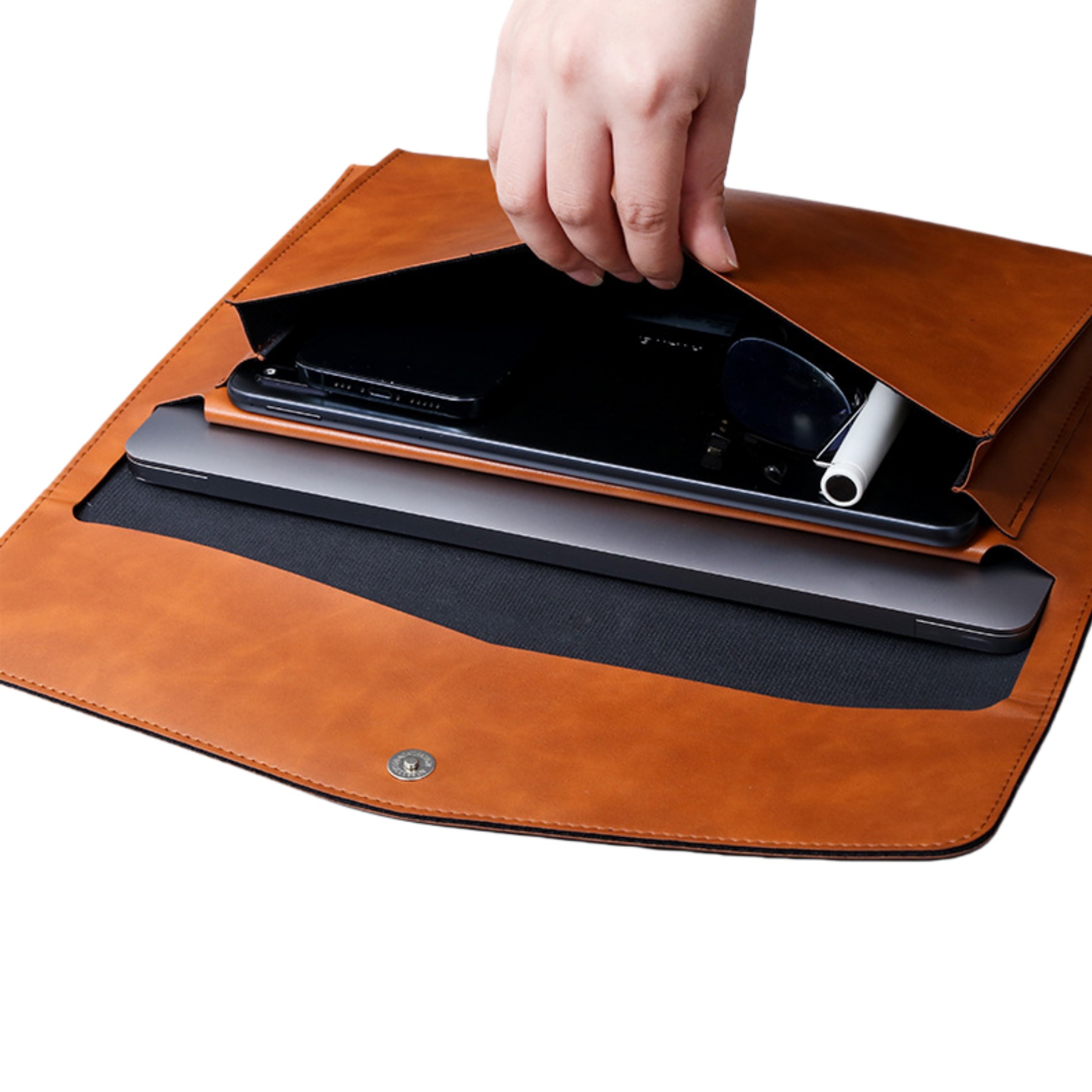 Leather A4 File Folder Document Holder with 2 Compartments 2