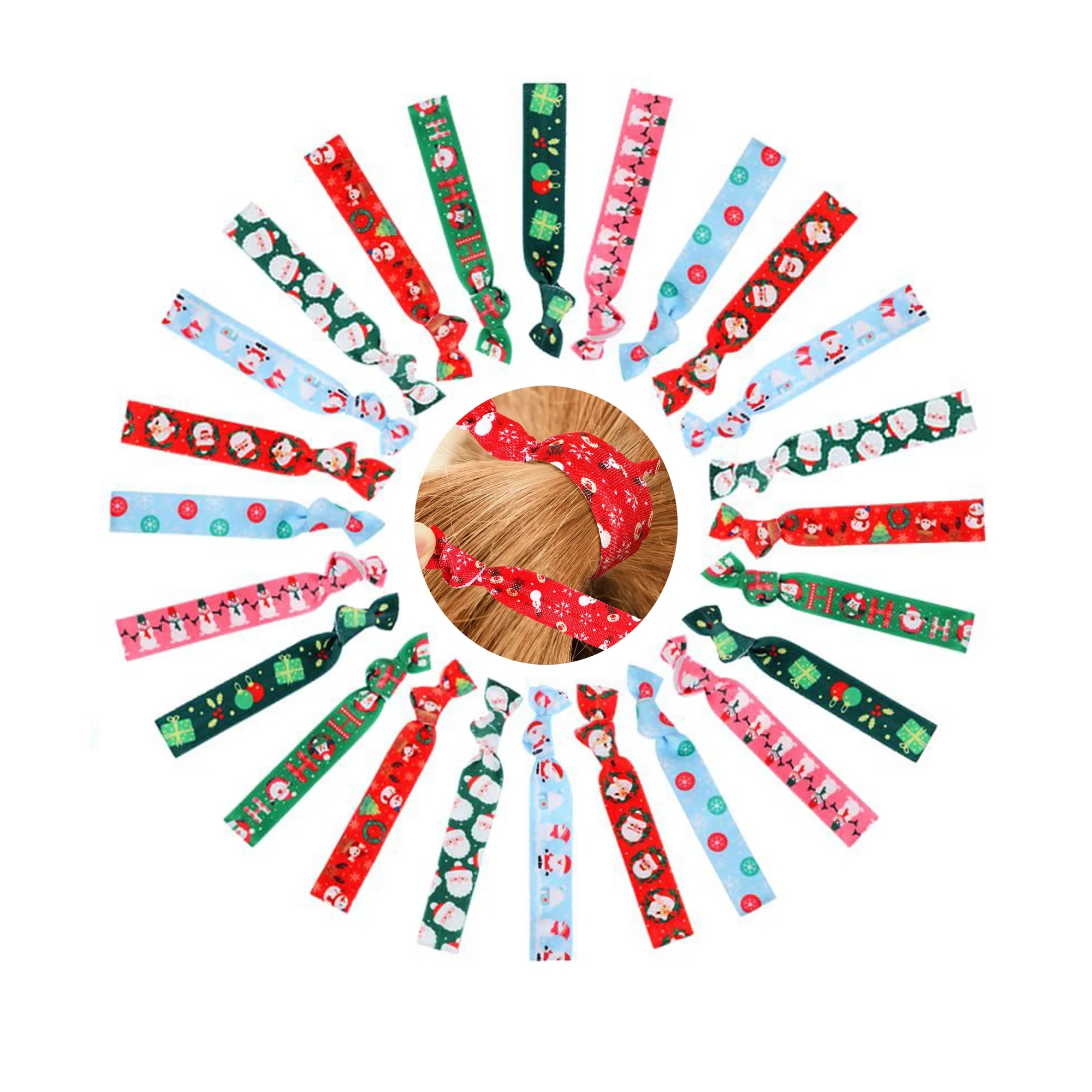 Custom Christmas Hair Ties Knotted Elastic Headband 2