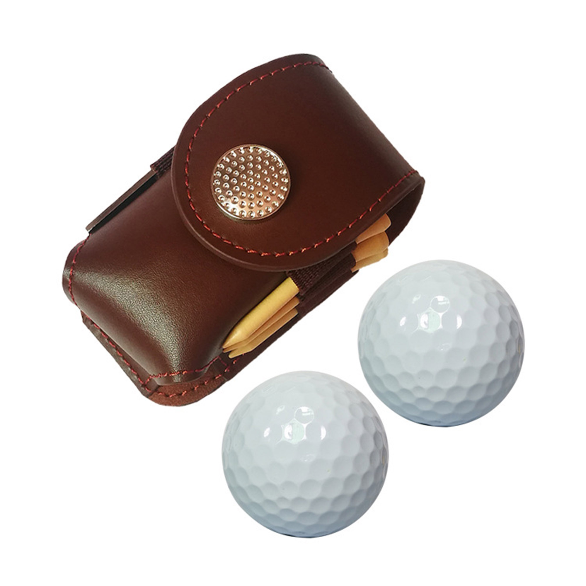 Vegan Leather Golf Ball Holder Tee Pouch Gift Sets (2 golf balls, 3 tees, and 1 divot fork included) 2