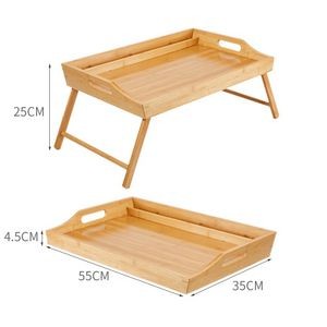 Portable Rectangular Bamboo Wood Bed Tray Laptop Desk Stand 2