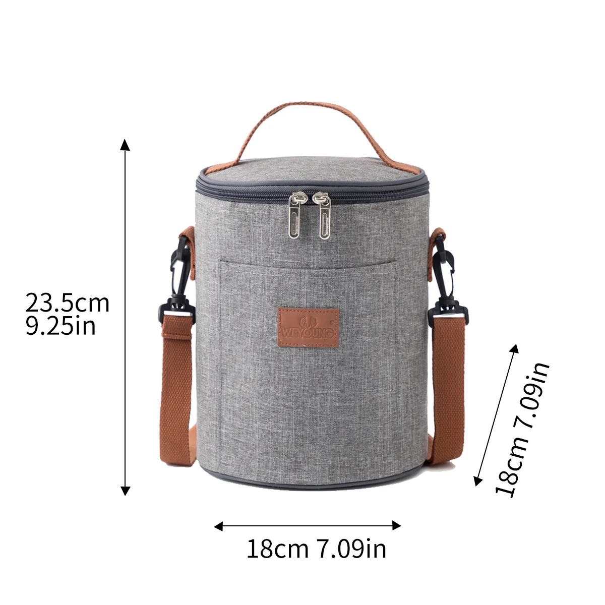 8L Insulated Round Cooler Bag W/ Handle And Shoulder Strap 5