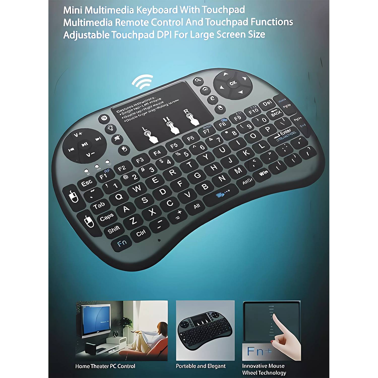 Mini Wireless Keyboard with Touchpad 3