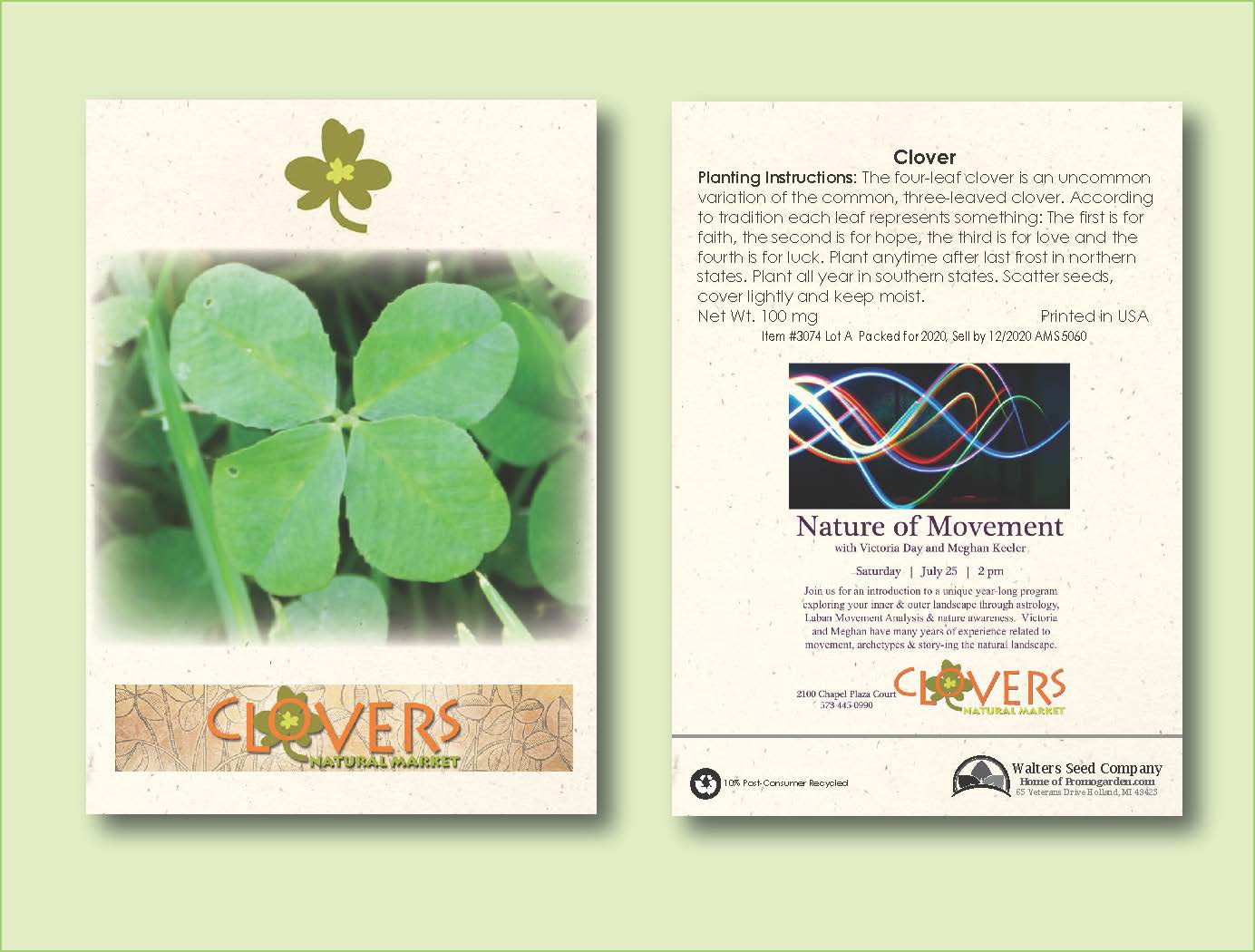 Clover 'Dutch White' Flower Seed Packet - Size 3.25" x 4.5"