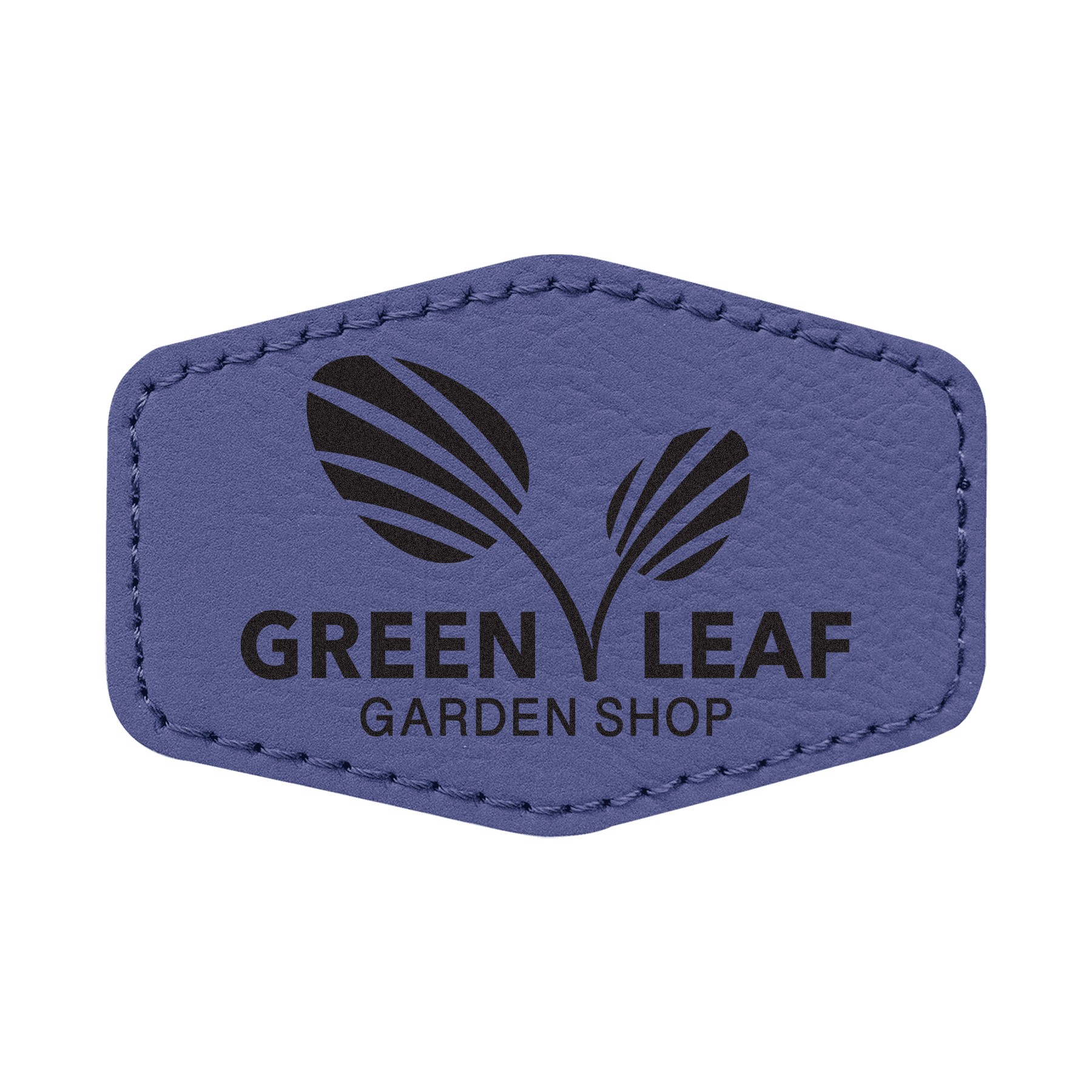3" x 2" Purple Leatherette Hexagonal Patch with Adhesive