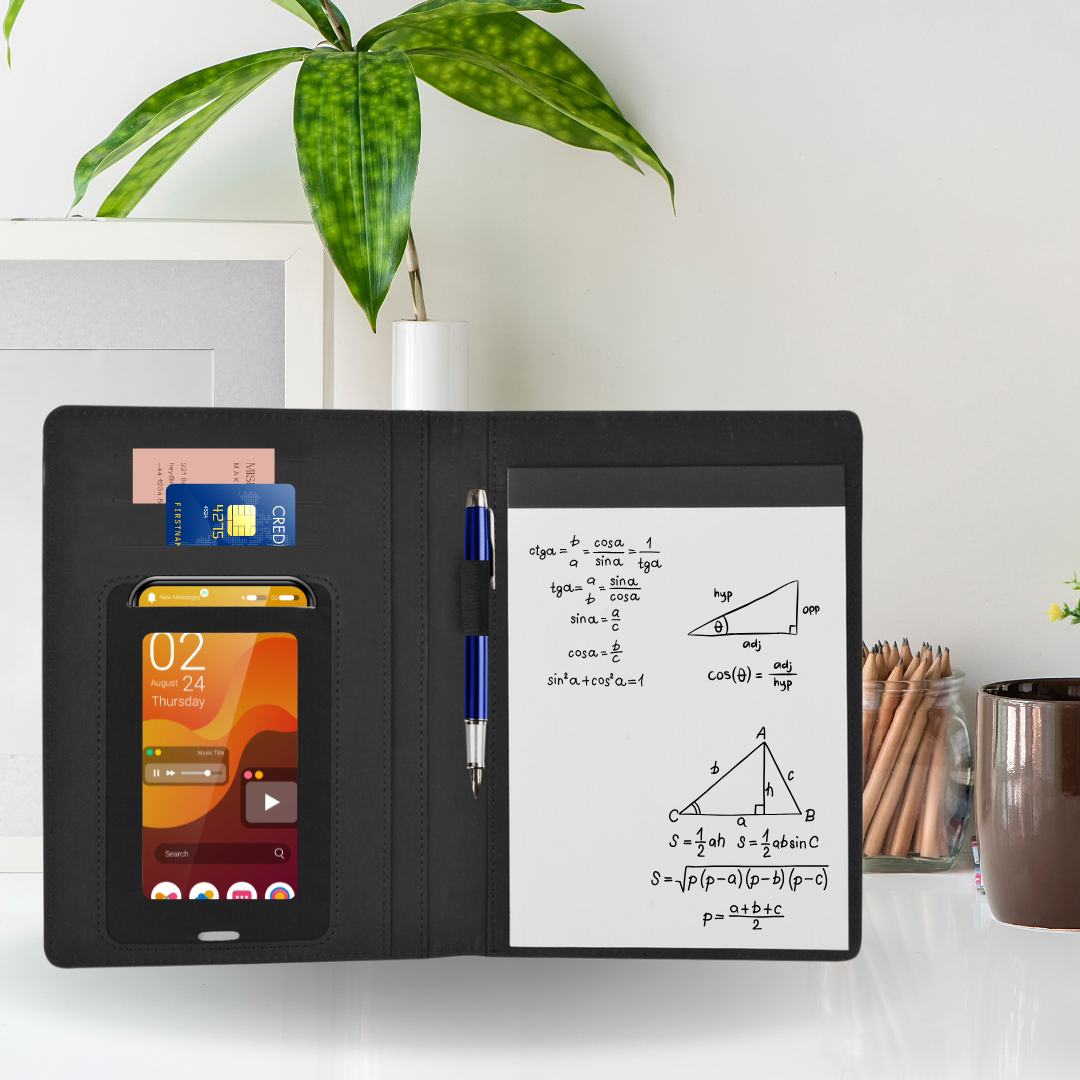 A5 Leatherette Padfolio with Touchscreen Smartphone Sleeve 5