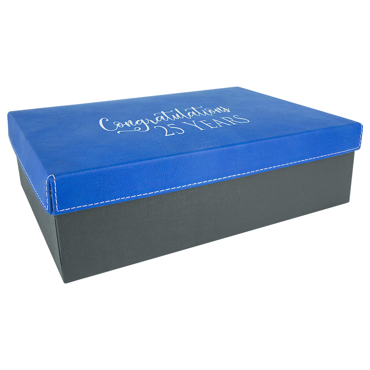 11 3/4" x 7 3/4" Blue/Silver Leatherette Gift Box