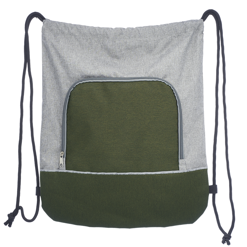 Two Tone Polyester Drawstring Backpack with Reflective Strip 3