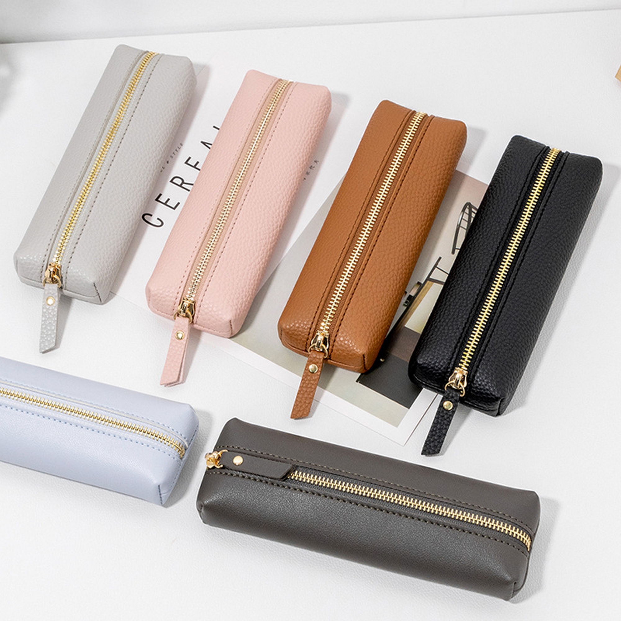 Pu Leather Zippered Pencil Case 3