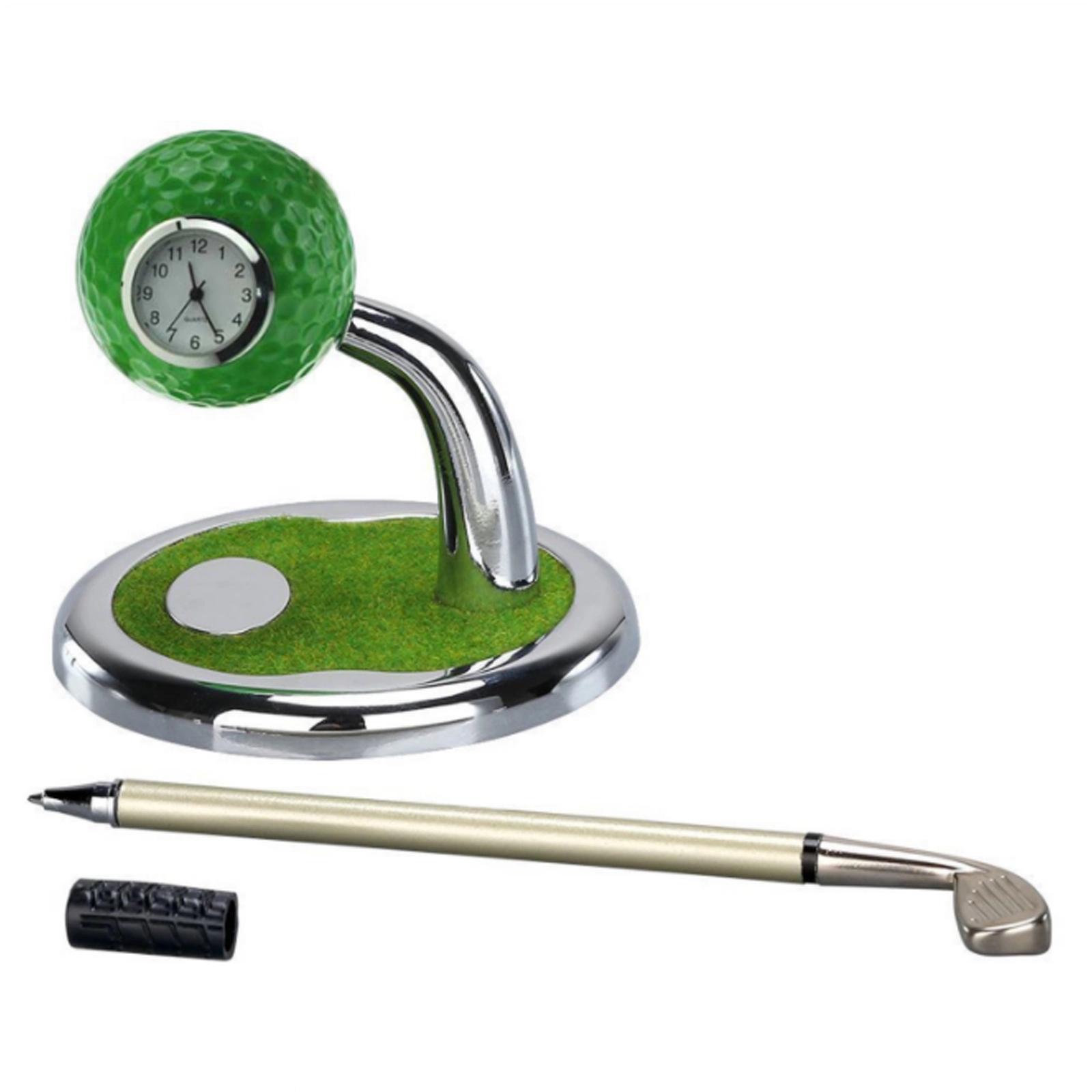 Golf Club Desk Pen Stands With Clock Base 10