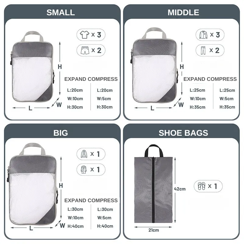 Compressible Foldable Travel Storage Bag Set (4 Pieces) 17