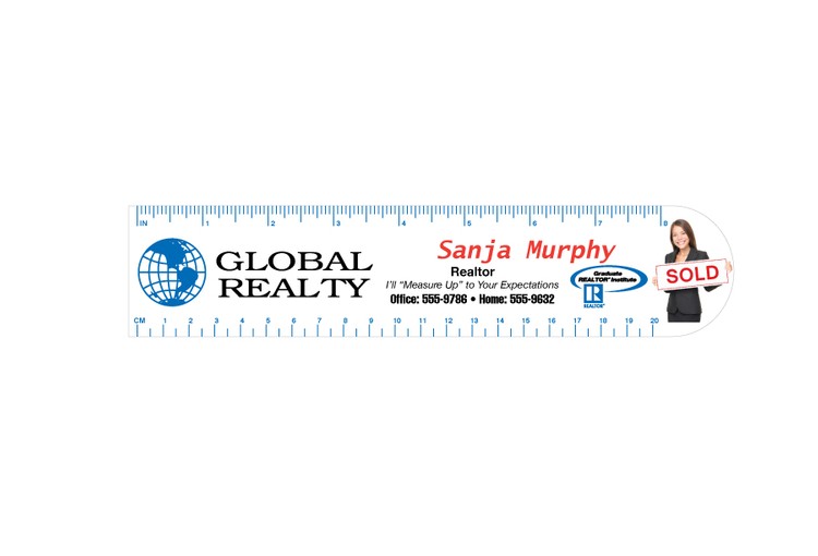 Plastic 8" Ruler with Round End (Full Color) 2