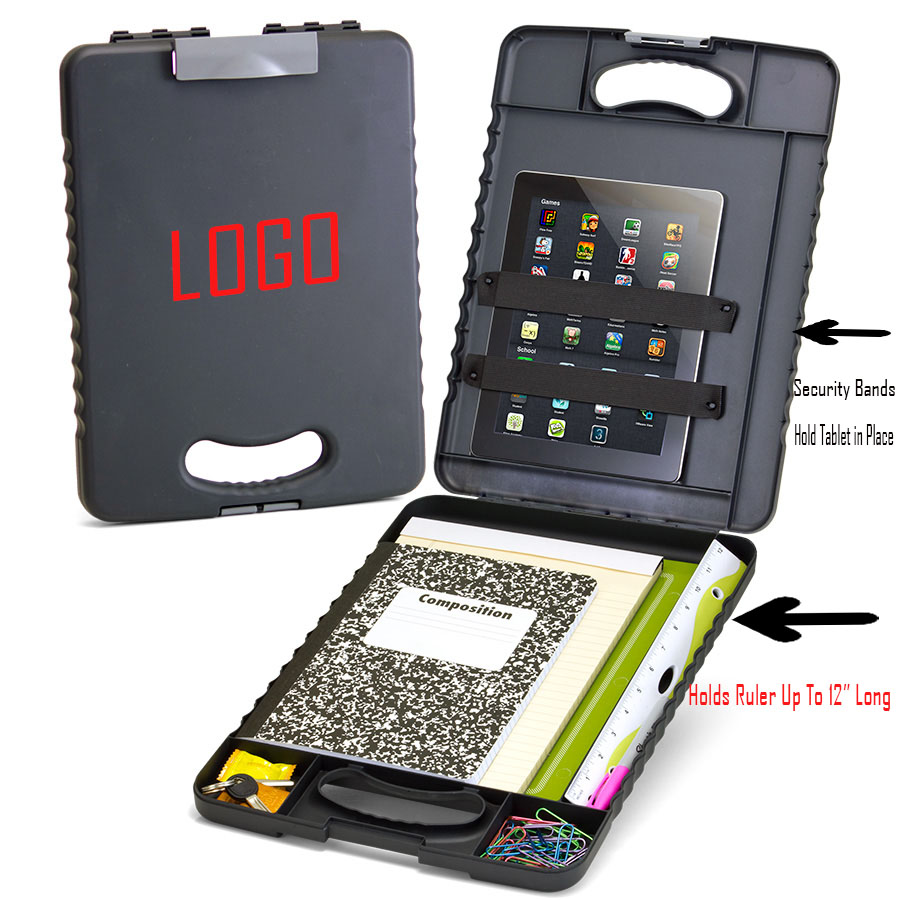 Deluxe Tablet Clipboard Case with LED Light, Charcoal 1