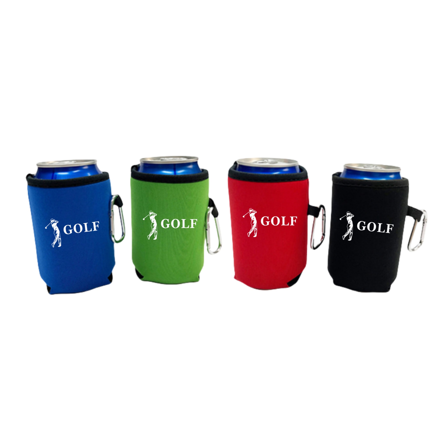 Collapsible Neoprene Can Coolie with Carabiners, custom koozie with logo imprint 3