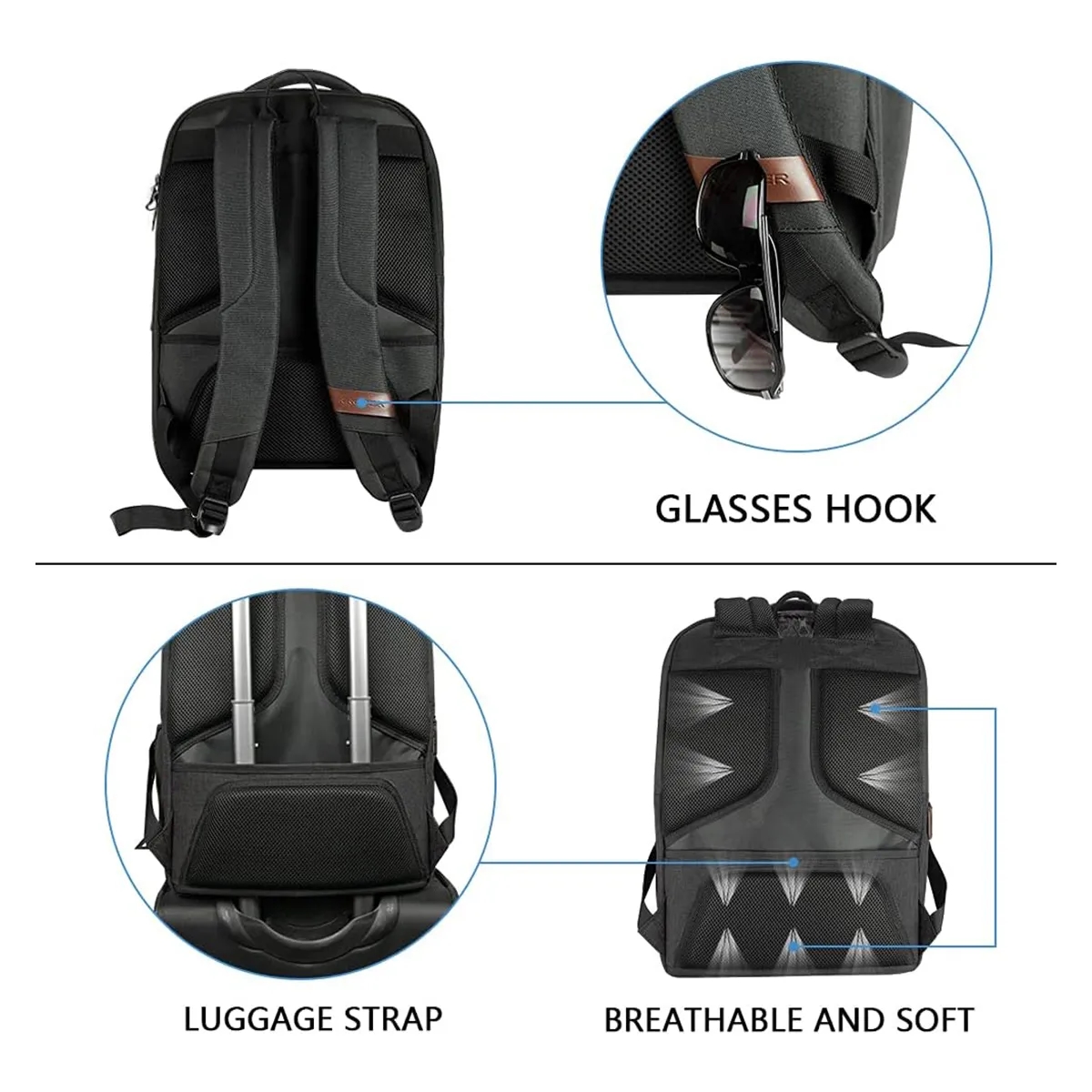 Large Business College Laptop Travel Backpack With USB Port 7