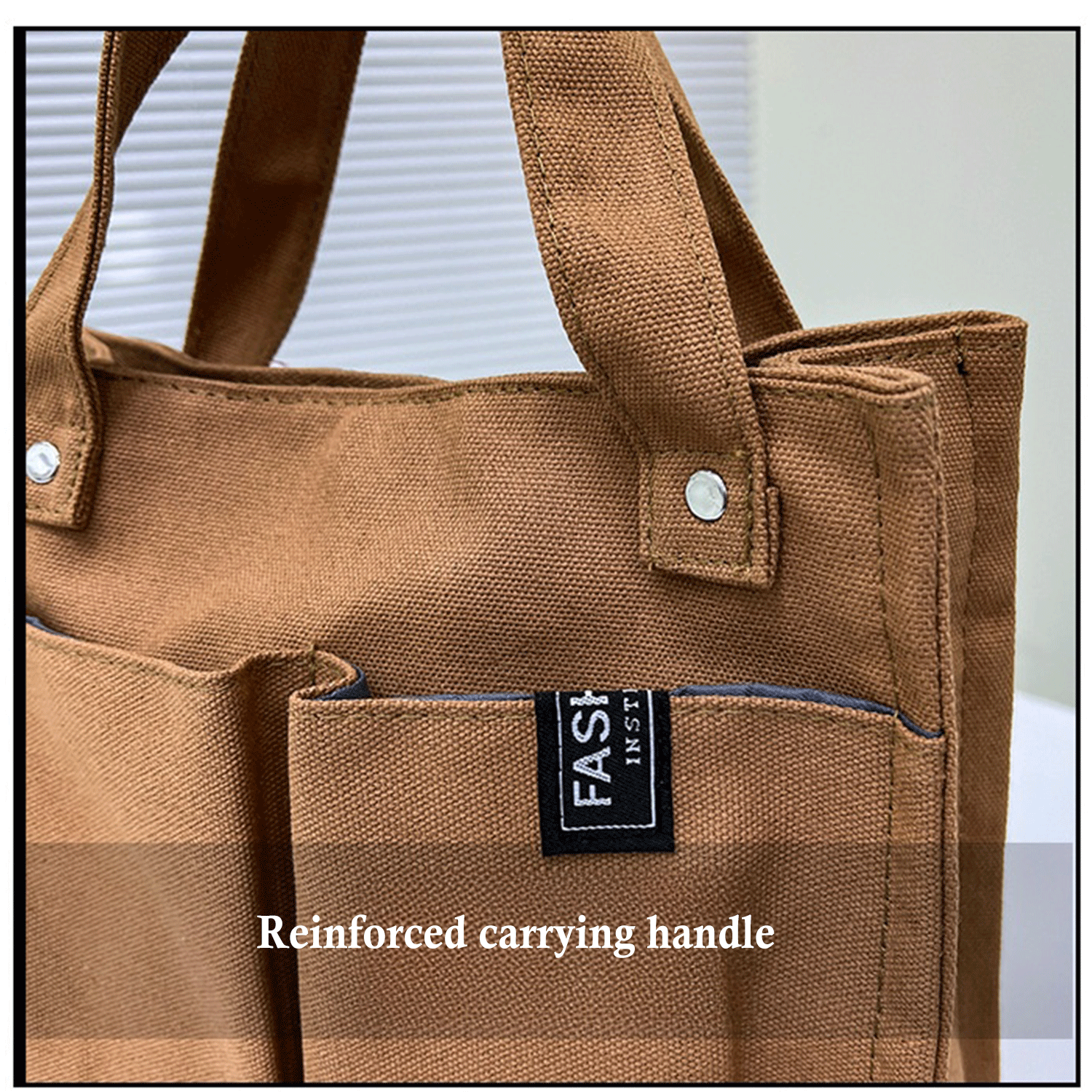 Multiple Pockets large shopping shoulder Canvas Tote Bag 3