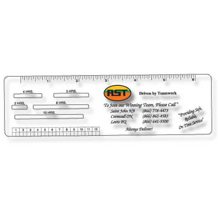 .020 Clear Plastic Logbook Ruler, Stock Shape LBR10 (2"x7.13"), Spot Colour